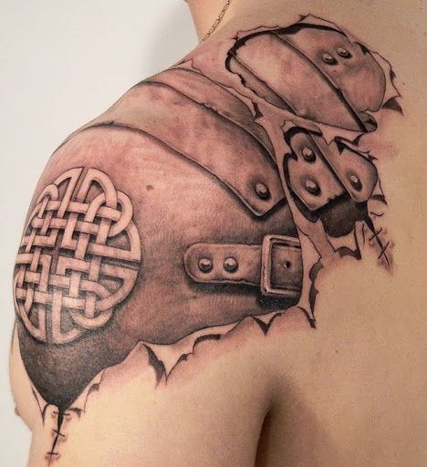 Amazing Realistic Mechanical Upper Shoulder Tattoo