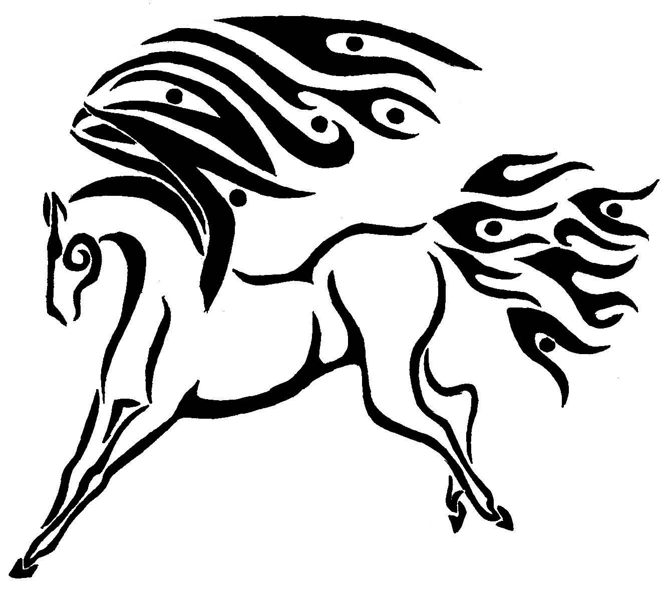 Amazing Tribal Pegasus Tattoo Design