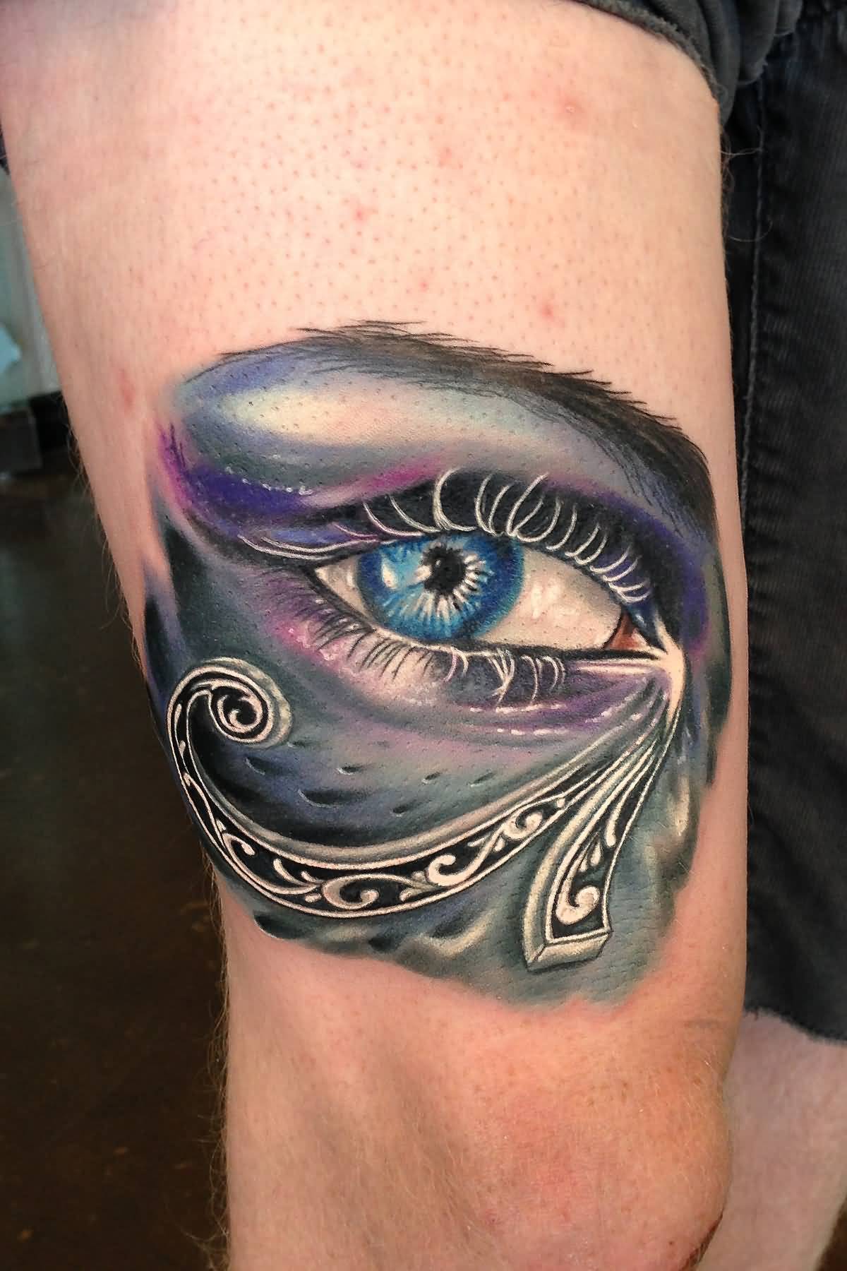 Attractive Color Ink Horus Eye Tattoo