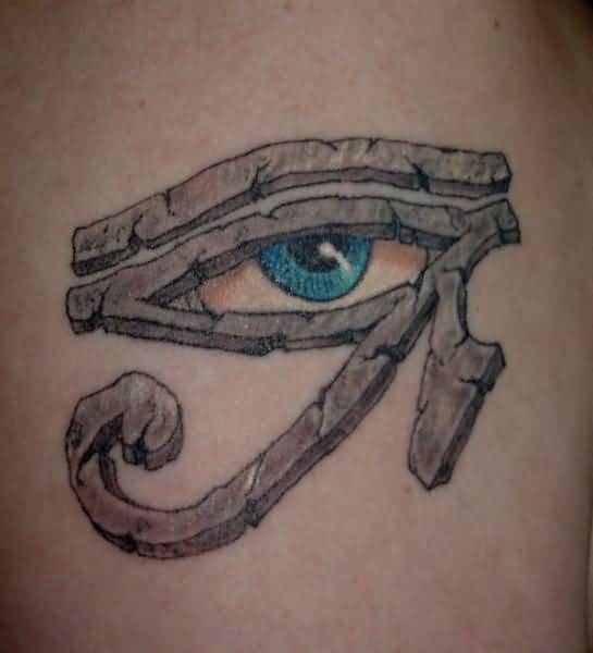 Attractive Grey And Blue Horus Eye Tattoo