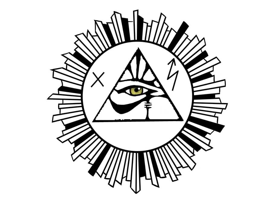 Attractive Horus Eye Pyramid In Nicely Designed Sun Tattoo Stencil By Schilkitc