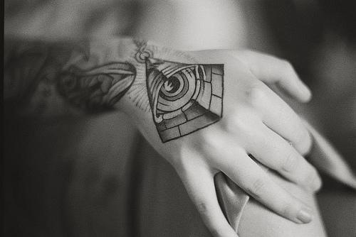 Attractive Triangle Eye Tattoo On Hand
