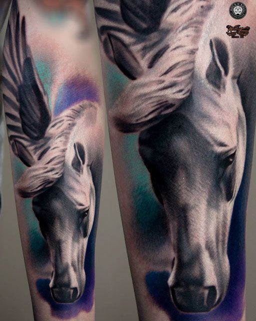 Awesome 3D Pegasus Tattoo