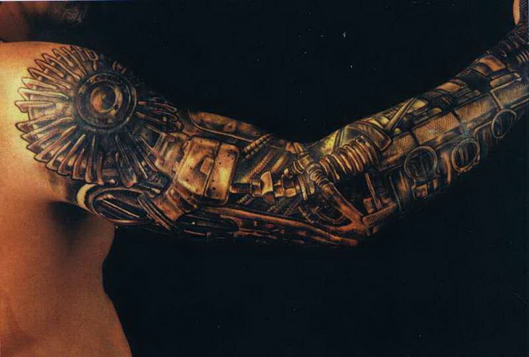 Awesome Full Sleeve Biomechanical Tattoo