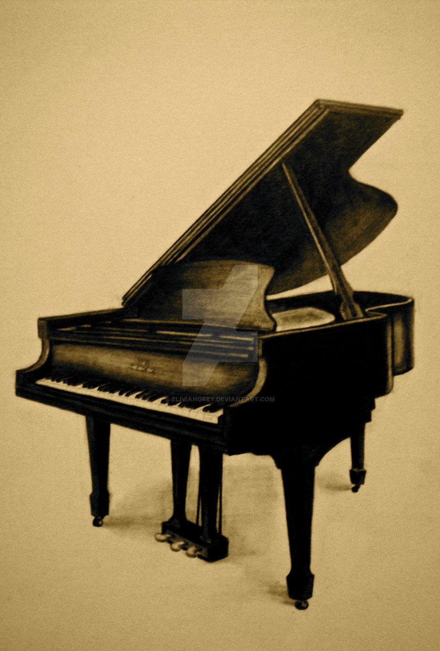 Awesome Grand Piano Tattoo Design By Eliviangrey