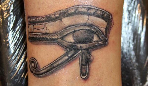 Awesome Grey Ink Horus Eye Tattoo