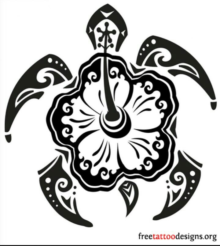 Awesome Hawaiian Tribal Sea Turtle Tattoo Stencil