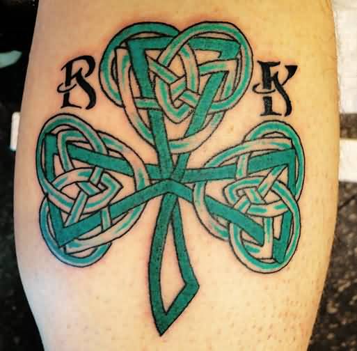 Awful Celtic Shamrock With Letters Tattoo