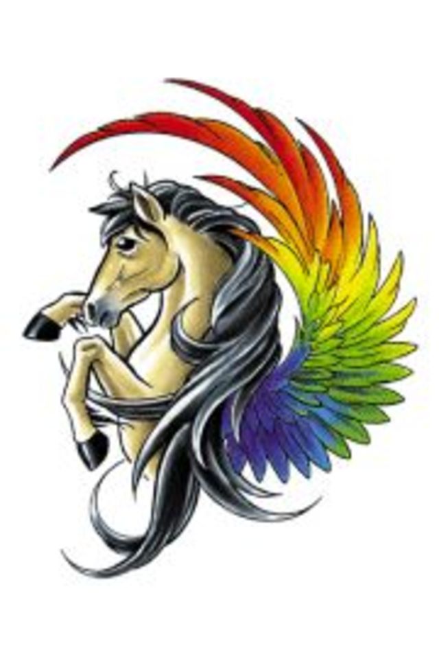 Awful Pegasus Having Colorful Wings Tattoo Design