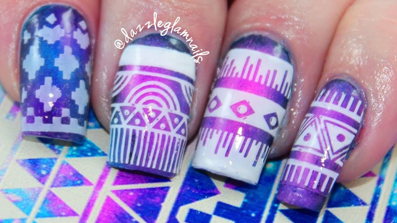 Aztec Galaxy Nail Art Design