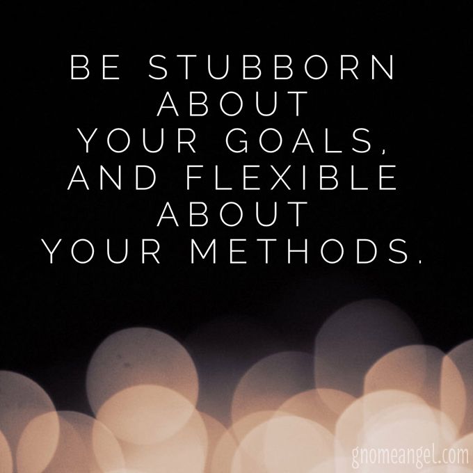 Be stubborn about your goal, and flexible about your methods.