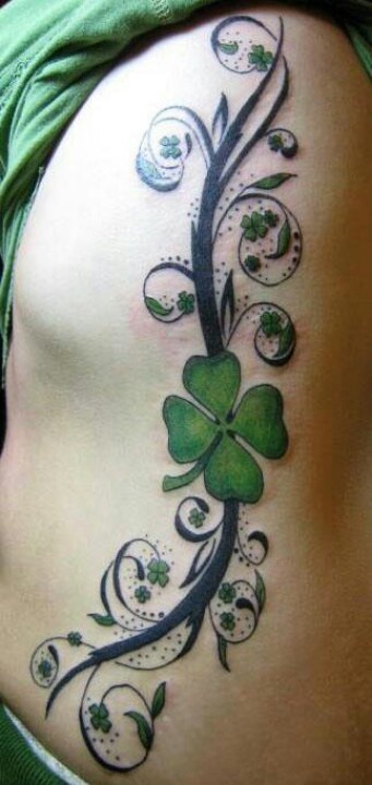 Beautiful Four Leaf Shamrock Tattoo