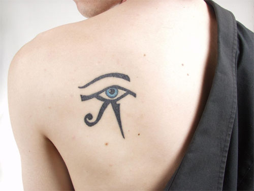 Beautiful Horus Eye Tattoo On Left Back Shoulder