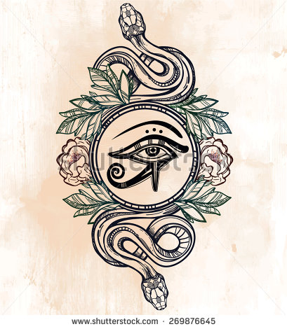 Beautiful Vintage Horus Eye Tattoo Stencil