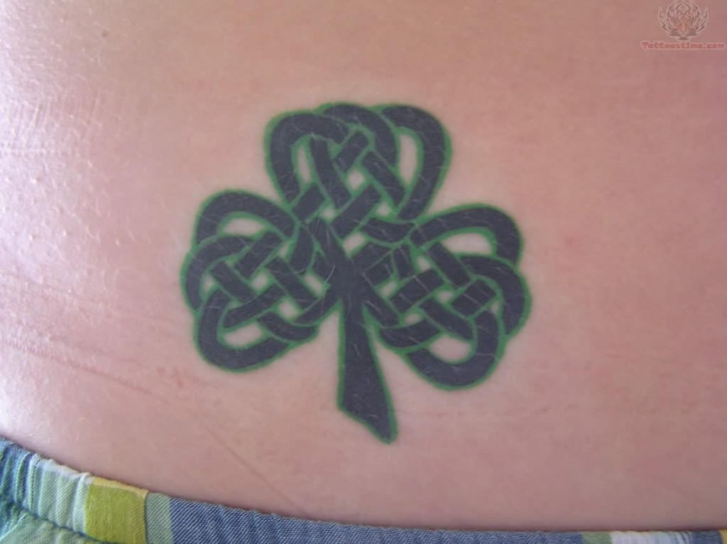 Black And Green Celtic Shamrock Leaf Tattoo