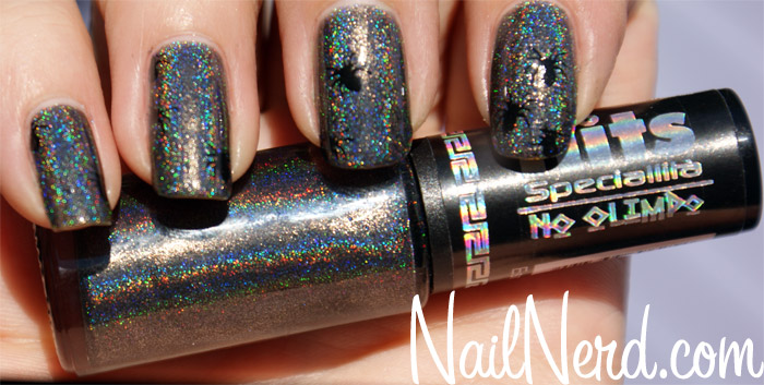 Black And Rainbow Glitter Hologram Nail Art