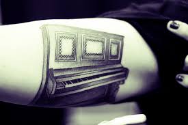 Black And White Upright Piano Tattoo