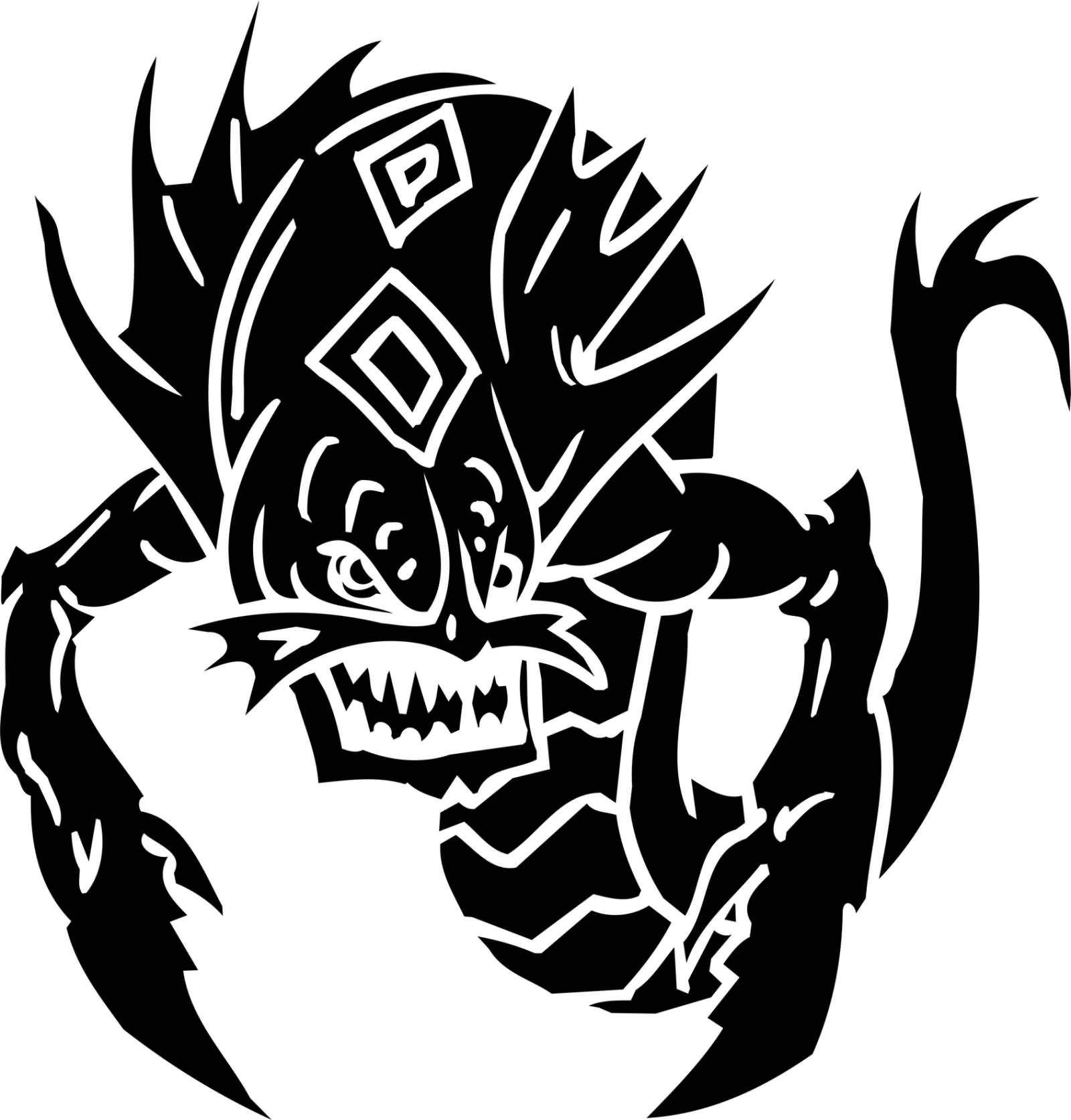 Black Ink Sea Monster Lobster Tattoo Design