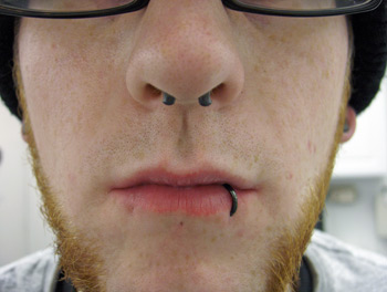 Black Lip Ring And Septum Piercing For Men