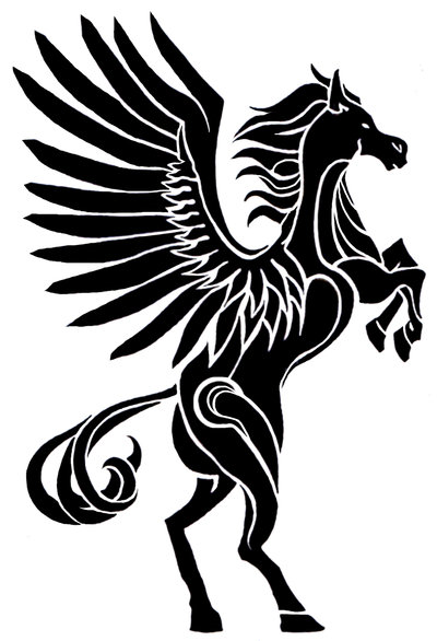 Black Tribal Pegasus Tattoo Design By Lordless