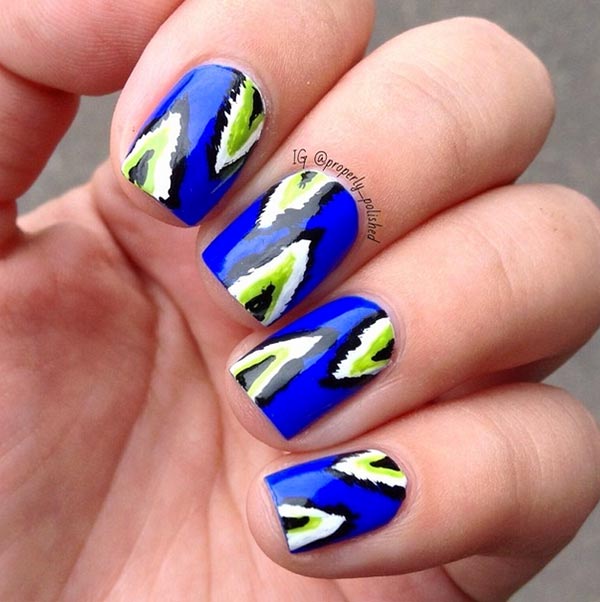 Blue And Green Nail Art Design Idea