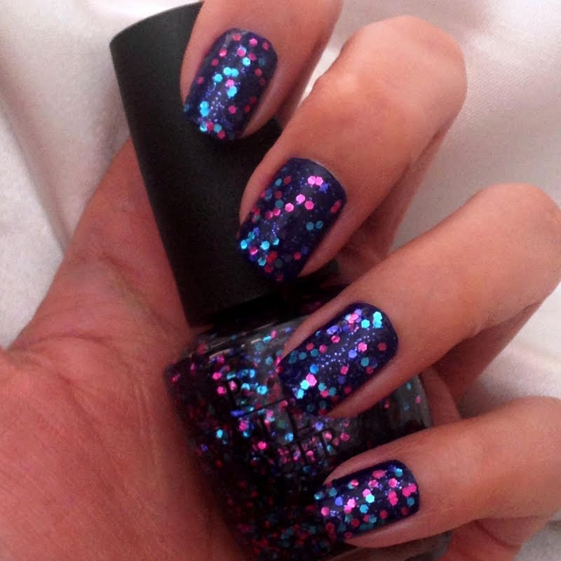 Blue And Pink Glitter Nails