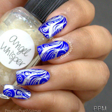 Blue And Silver Jelly Swirl Design Nail Art By Pearl