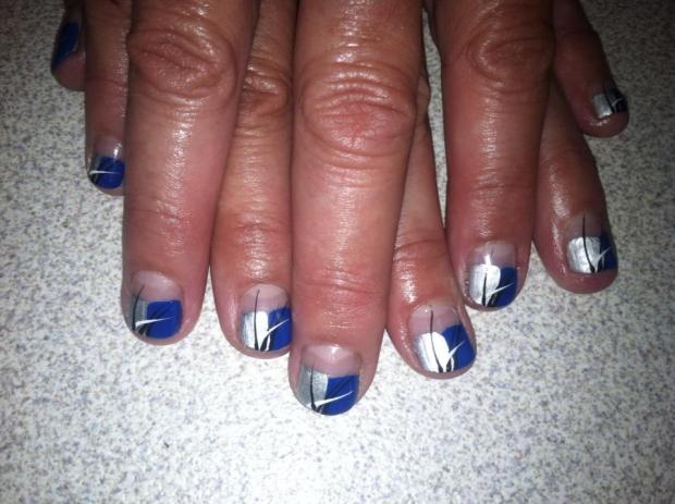 Blue And Silver Tip Nail Art Designs