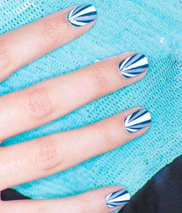 Blue And White Classy Spiral Nail Art Design Idea