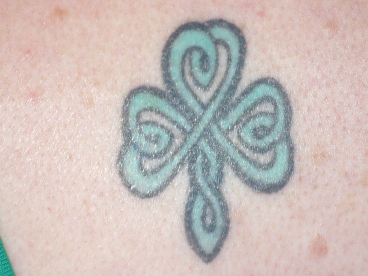 Blue Color Celtic Shamrock Leaf Tattoo