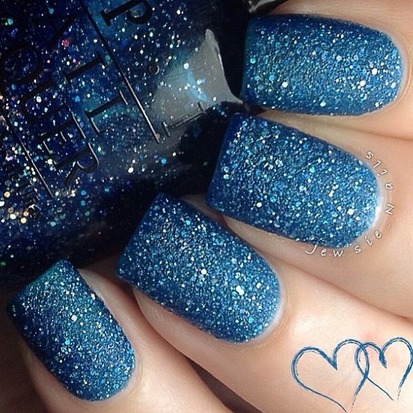 Blue Glitter Nail Art Design