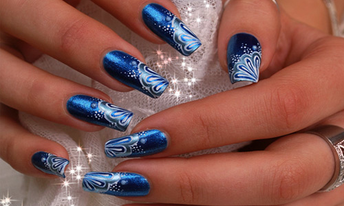 Blue Mermaid Nail Art Design Idea