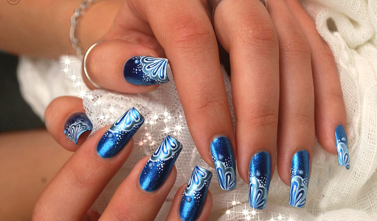 Blue Mermaid Nail Art Design Idea
