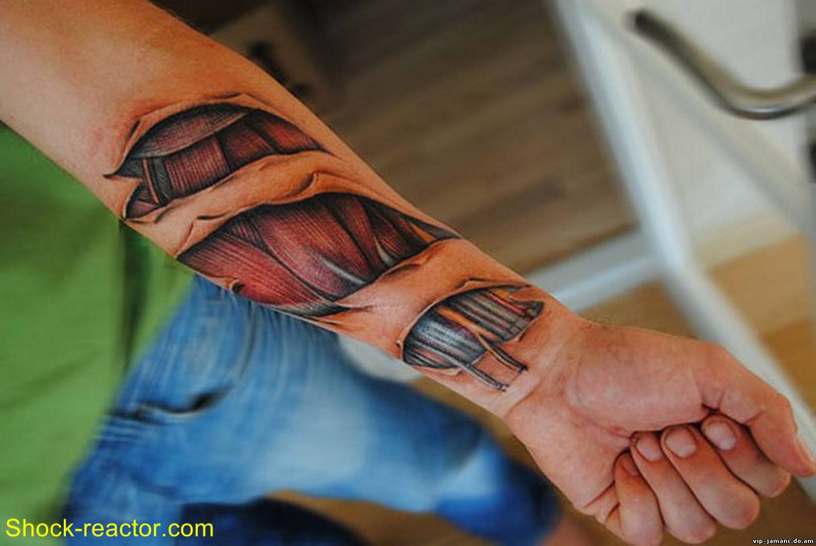 Brilliant 3D Muscles Tattoo On Forearm