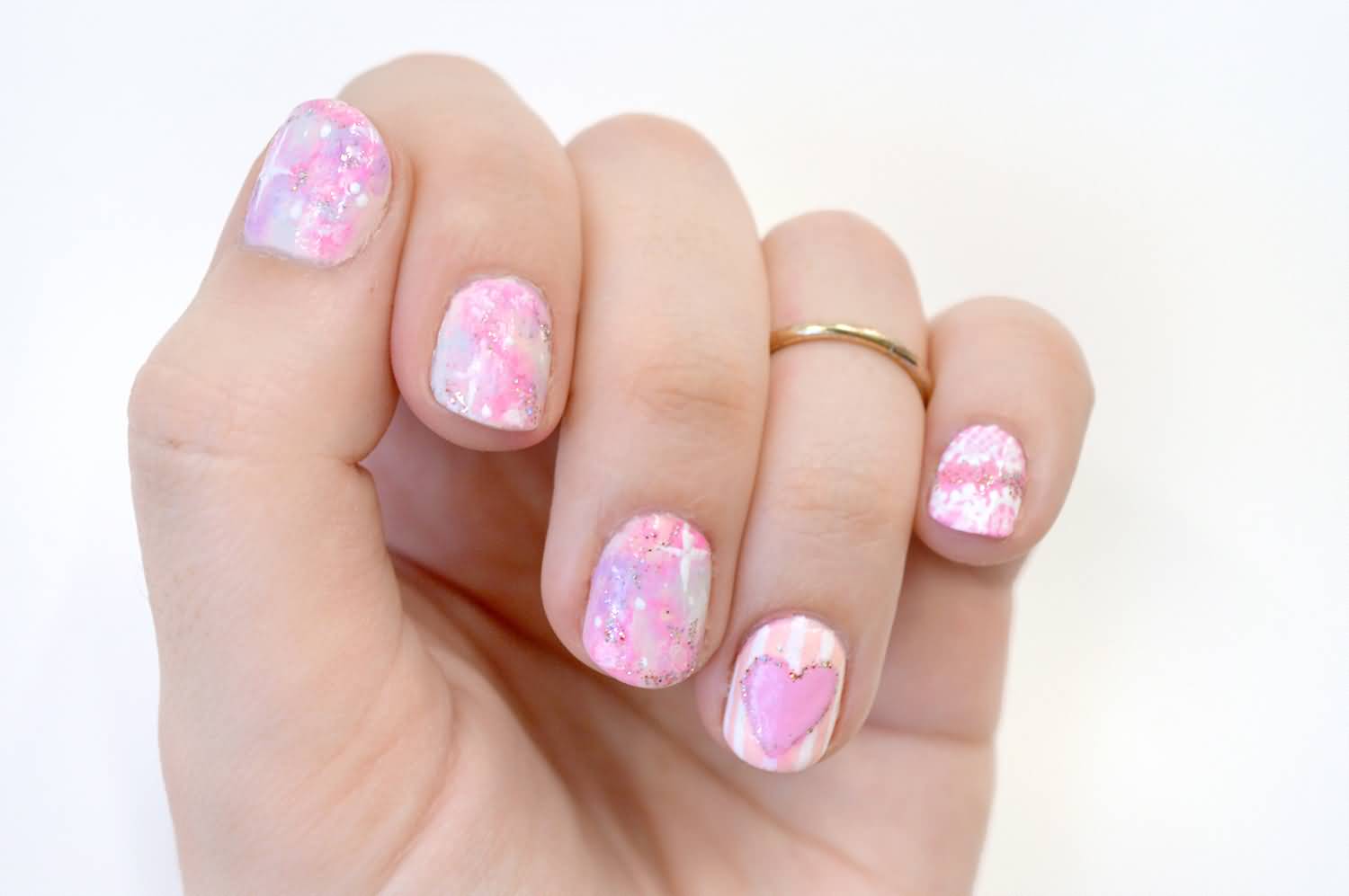 Classy Pink Galaxy Nail Art