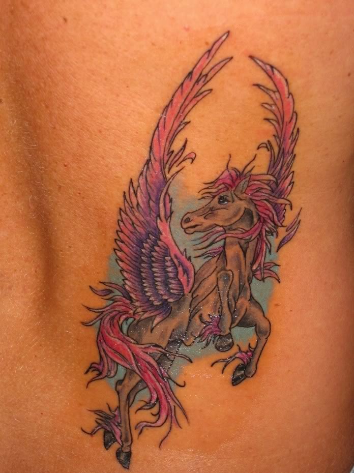 Color Pegasus Flying Tattoo