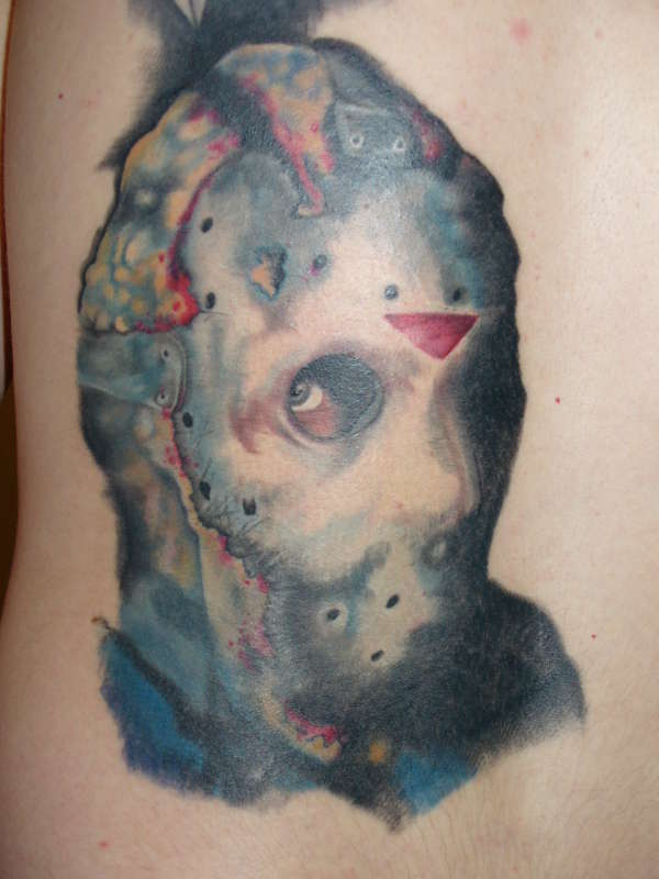 Colored Jason Head Tattoo