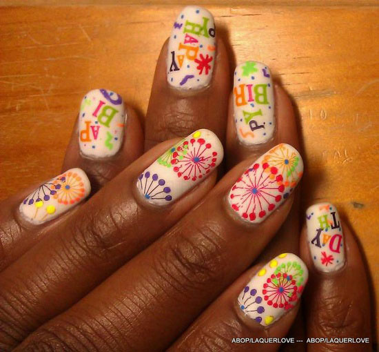 Colorful Birthday Nail Art Designs