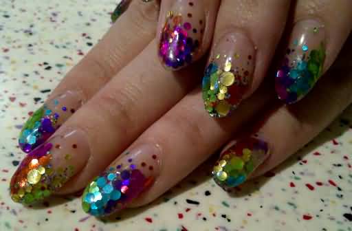 Colorful Glitter Birthday Nail Art Design Idea