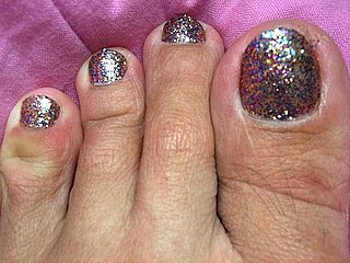 Colorful Glitter Sparkle Toe Nail Art Design