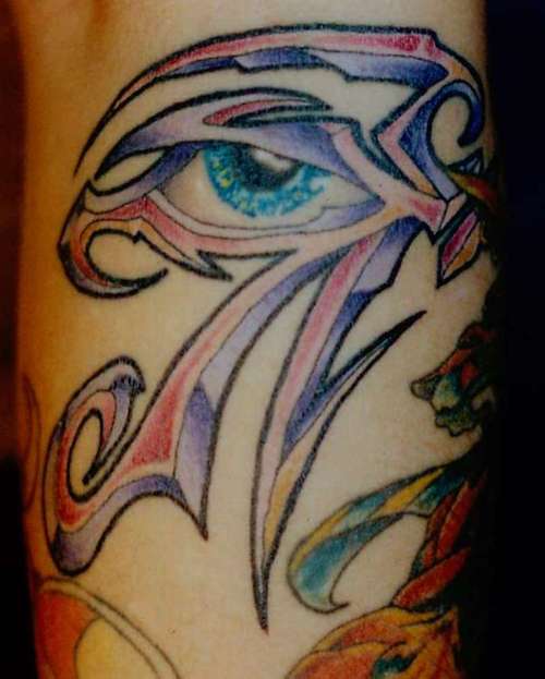 Colorful Horus Eye Tattoo