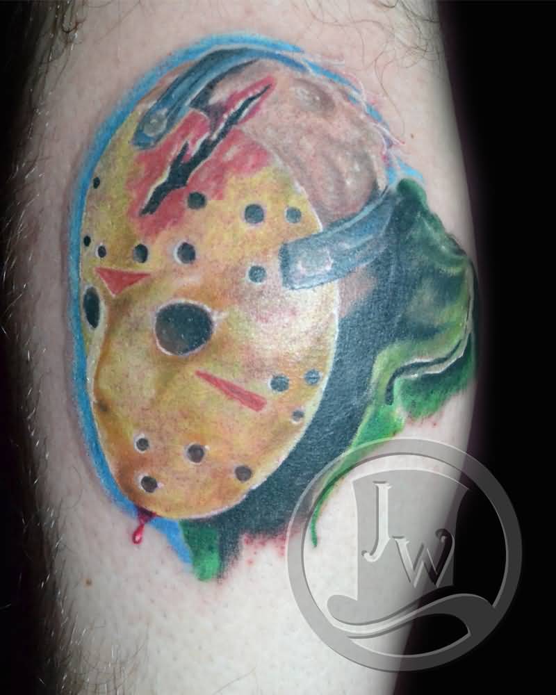 Colorful Simple Jason Head Tattoo