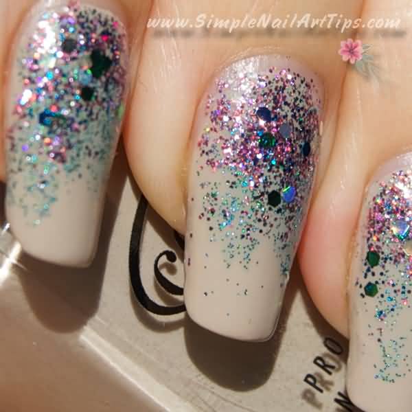 Colorful Sparkle Glitter Nail Art