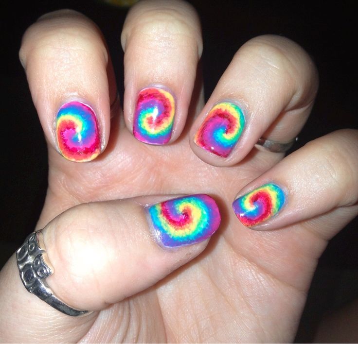 Colorful Spiral Design Nail Art Idea