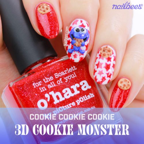 Cookie Monster 3D Nail Art