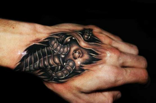 Cool 3D Mechanical Hand Tattoo