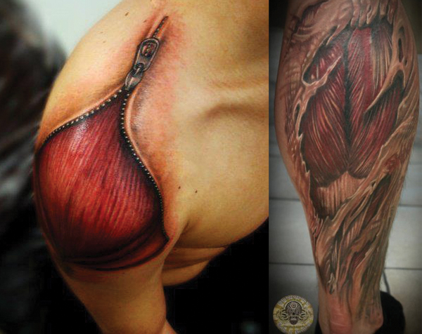 Cool 3D Muscles Tattoo