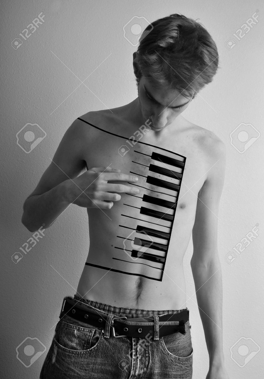 Cool Piano Keys Tattoo On Chest For Boy