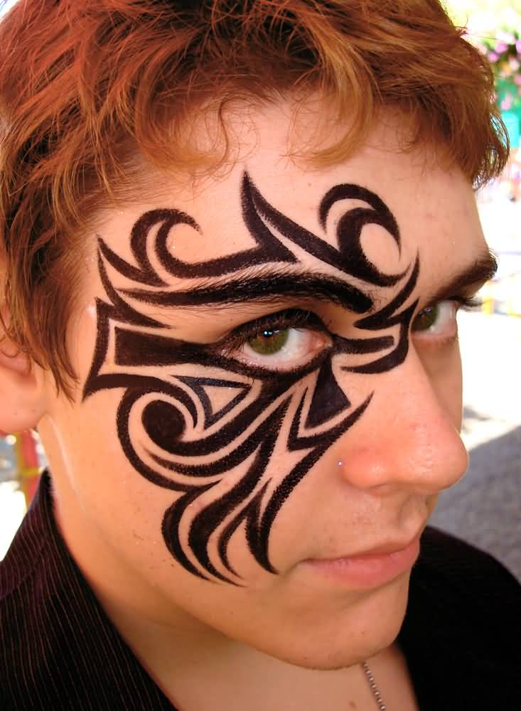 Creative Tirbal Horus Eye Tattoo On Eye