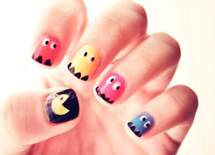 Cute Pacman Cartoon Nail Art